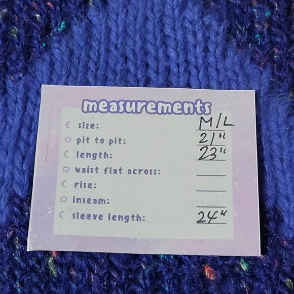 Vintage MIKE KORWIN Royal Blue Knit Sweater Size 16 Fuzzy Nubby 80s - Picture 2 of 10